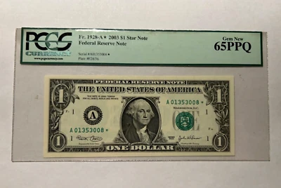 Low Serial Number A01353008 - 2003 $2 PCGS 65 PPQ Star Note - Boston - Image 1 of 2