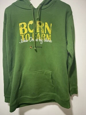 Sudadera con capucha para mujer John Deere verde nacido en granja talla grande agujero en la parte delantera  Foto 1 de 4