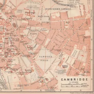 CAMBRIDGE 1910 England Great Britain ORIGINAL Map Plan Trinity College - Picture 1 of 10