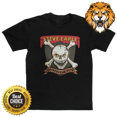 Retro Copperhead rOAD sTEVE EARLE Unisex Black T-Shirt - Image 1 of 2