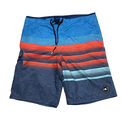 O'Neill Board Shorts Para Hombres 34 Azul Naranja Rayas Traje de Baño Colorido Cordón Foto 1 de 4