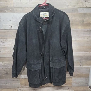 Vintage BOBBIO LA MODA Internazionale Suede Leather Jacket Coat Black Men's M - Picture 1 of 11