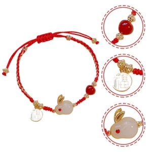 Pulsera Riqueza China Año del Conejo Cuerda Roja Ágata Conejo Colgante Dije - Imagen 1 de 10