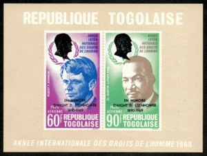 Togo 1969 - Diritti umani, Eisenhower OVPT - Foglio souvenir imperfetto - C111a - nuovo di zecca - Foto 1 di 1