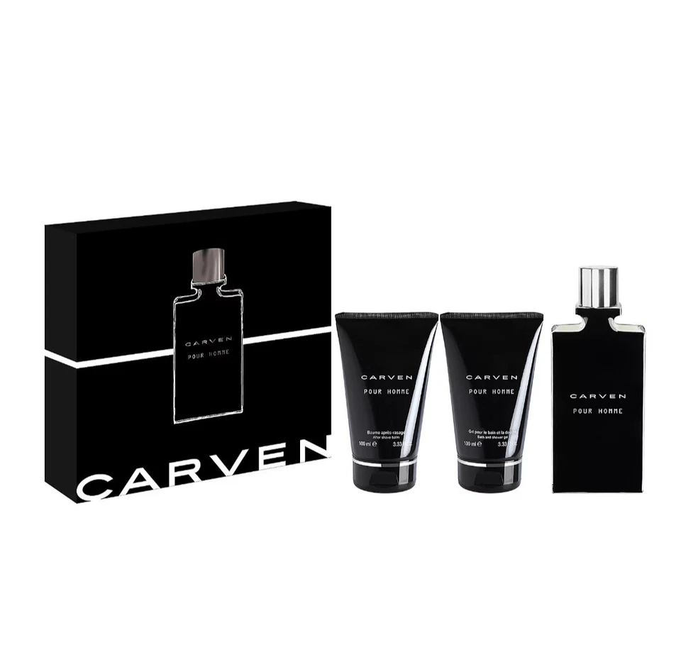 ¡Nuevo! Juego de 3 piezas de gel de ducha para después del afeitado CARVEN POUR HOMME eau de toilette para hombre Foto 1 de 4