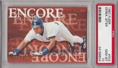 1997 Fleer Derek Jeter Encore New York Yankees Stats PSA 10 - Image 1 of 4