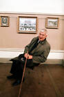 1973 British artist LS Lowry is pictured with some his paintings at- Old Photo