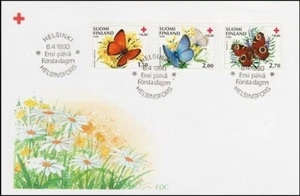 Butterfly Inachis Io Agrodiatus Amandus Heodes Red Cross Finland Mint FDC 1990 - Picture 1 of 1