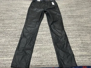 Gap Teen Girls Youth Sky High Skinny Black Leather Pants 14 Stretch NWT - Picture 1 of 14