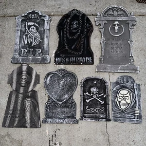 7er Set Styropor Grabsteine - Halloween Deko Rarität - Bild 1 von 9