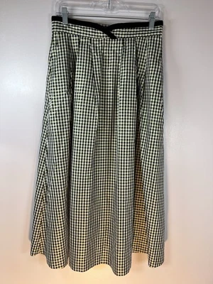 Falda De Colección Ojo de Águila 14 Negra Blanca y Dorada Metálica A Cuadros Terciopelo Borde Vacaciones Foto 1 de 4