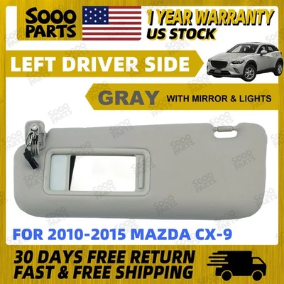 Left Driver Side Gray Sun Visor with Lights For 2010-2015 Mazda CX-9 TDY1-69-320 Foto 1 de 4