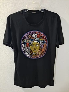 Versace Men’s Medusa Rhinestone Graphic Black T-Shirt Size 46 Authenticated - Picture 1 of 13