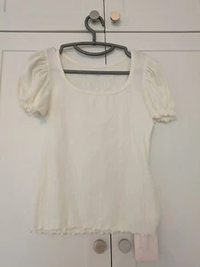 NEW Milk Cocoa Amelie bell puff sleeve scoop neck cream tee top size S/M - Picture 1 of 8