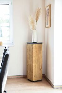 Podest Säule Dekosäule aus Recycling Holz 100 cm hoch, Braun B-WARE