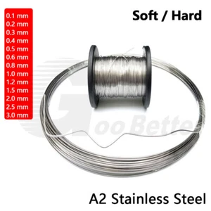 Soft Hard Stainless Steel Wire Cord Craft Beading Thread 0.1-3mm Jewelry Making - Picture 1 of 12