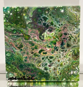 VTG. Oil Painting Signed Abstract Oil On Canvas painting floating frame Decor. - Picture 1 of 8