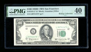 DBR 1950-D $100 FRN STAR San Francisco Fr. 2161-L* PMG XF-40 Serial L00741475* - Picture 1 of 2