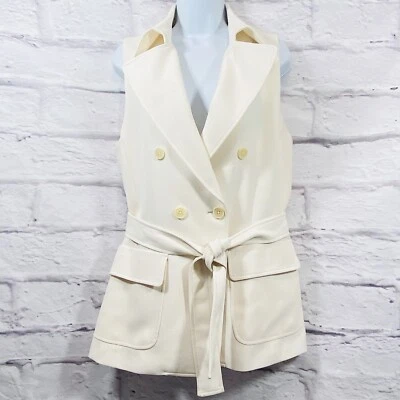 Anne Klein Vest Women’s 12 Off White Double Breasted Tie Front New - Image 1 of 4