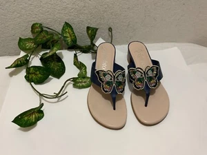 Brighton embroidered Butterfly Karina Azure Flip Flip/Sandals 8 M liknew - Picture 1 of 8