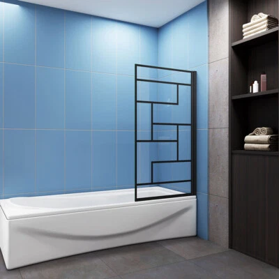 800x1400mm Aica matt black frame unique design Pivot Shower Bath Screen - Image 1 of 4