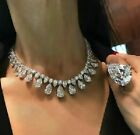 Statement Choker Necklace with Pear Drop Dangle 925 Silver Vintage Style Jewelry