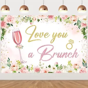 Love You a Brunch Bachelorette Backdrop 5x3ft Pink Floral Bridal Shower Decor... - Picture 1 of 6