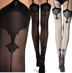 FIORE Stockings Vanity 40 Den with Seamed designed to be Worn with a Garter Belt - Picture 1 of 9