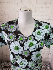 PRADA T-Shirt Shirt Gr. L Baumwolle Gemustert Blumenmuster V-Ausschnitt NEU