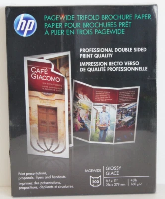 HP PAGEWIDE 8.5x11 DBL Sided TriFold Brochure Glossy Paper InkJet LOT 200 Pages - Image 1 of 4
