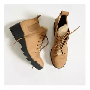 NEU Eileen Fisher Lammfell gewalkt Leder Wanderstiefel Größe 8 - Bild 1 von 10