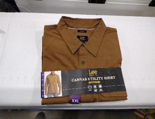 LEE Men's SZ XXL Premium Select Canvas Utility Button Shirt Classic Stretch