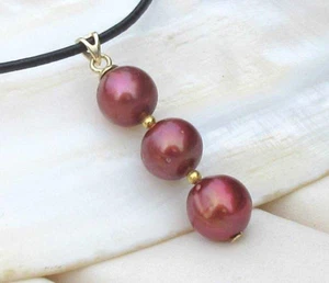 Enorme Colgante Natural Perla Roja Tahitiana Chocolate Oro 14k P - Imagen 1 de 4