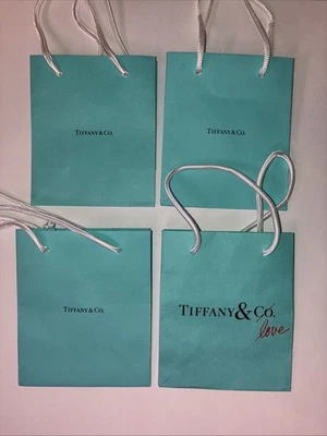 Set of 4 Tiffany & Co. Small 6" x 5" x 3" Blue Paper Shopping Gift Bag - Image 1 of 4