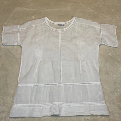 Blusa Vince Cottagecore 100% Marfil Ramie Manga Corta Detalle Encaje XXS Neutra Foto 1 de 4