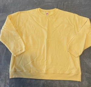 Vintage 90’s Hanes Her Way Pullover Crewneck Sweatshirt Women’s Sz L Yellow - Picture 1 of 9