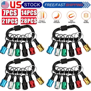 1/4" Hex Shank Quick Release Keychain Screwdriver Drill Bit Holder Bit Set LOT - Picture 1 of 10