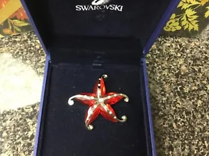 SWAROVSKI Pin Brooch CREMONA Star Fish Red Faceted Crystals RHODIUM Plating RARE - Picture 1 of 4
