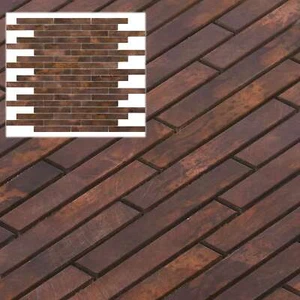 Antique Copper Color Metal Linear Brick Joint Mosaic Tile Kitchen Backsplash - Picture 1 of 7
