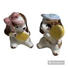 Vintage Anthropomorphic Dogs Play Tennis Salt And Pepper Japan See Crazing And Cond