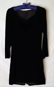 LITTLE BLACK DRESS Velvet Cocktail Handmade 1970's - Picture 1 of 12