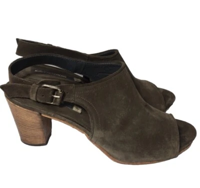 Sandalias Alberto Fermani gamuza tacón bloque peep toe. Talla 41. Foto 1 de 4