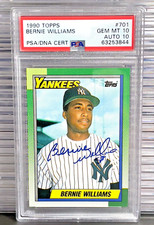 1990 Topps #701 Bernie Williams RC Rookie PSA 10 Auto 10 Dual Grade Yankees