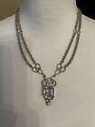 Barry Brinker 950 Sterling Rare Square Double Chain Necklace With Stone 5995$