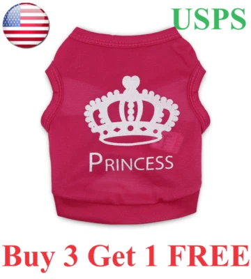 Princess Dog T-Shirt Dog Shirt Dog Vest Puppy Shirts Cat Top Tee Puppy Clothing - Image 1 of 4