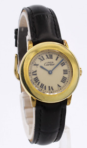 CARTIER Must De Cartier Ronde Vermeil Gold Sterling  27mm Watch Ref# 1801
