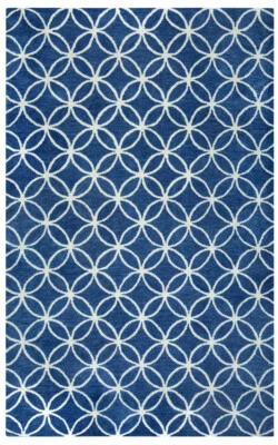 Rizzy Rugs Blue Trellis Lattice Circles Contemporary Area Rug geometric OP8120 - Image 1 of 3