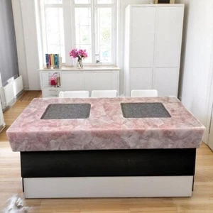 36"x24" Rose Quartz Stone Kitchen Slab Table Crystal Healing Gemstone Home Decor - Picture 1 of 7