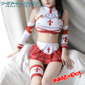 SAO Sword Art Online Yuuki Asuna Crop Off Shoulder + Miniskirt S/M Cosplay CS32