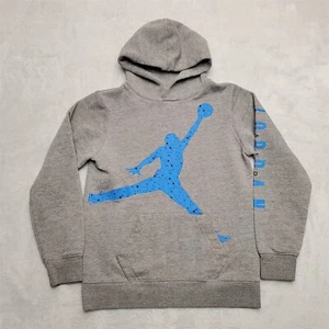 Air Jordan Hoodie Boys Large Gray Sweatshirt Paint Splotch Spellout Jumpman - Picture 1 of 7
